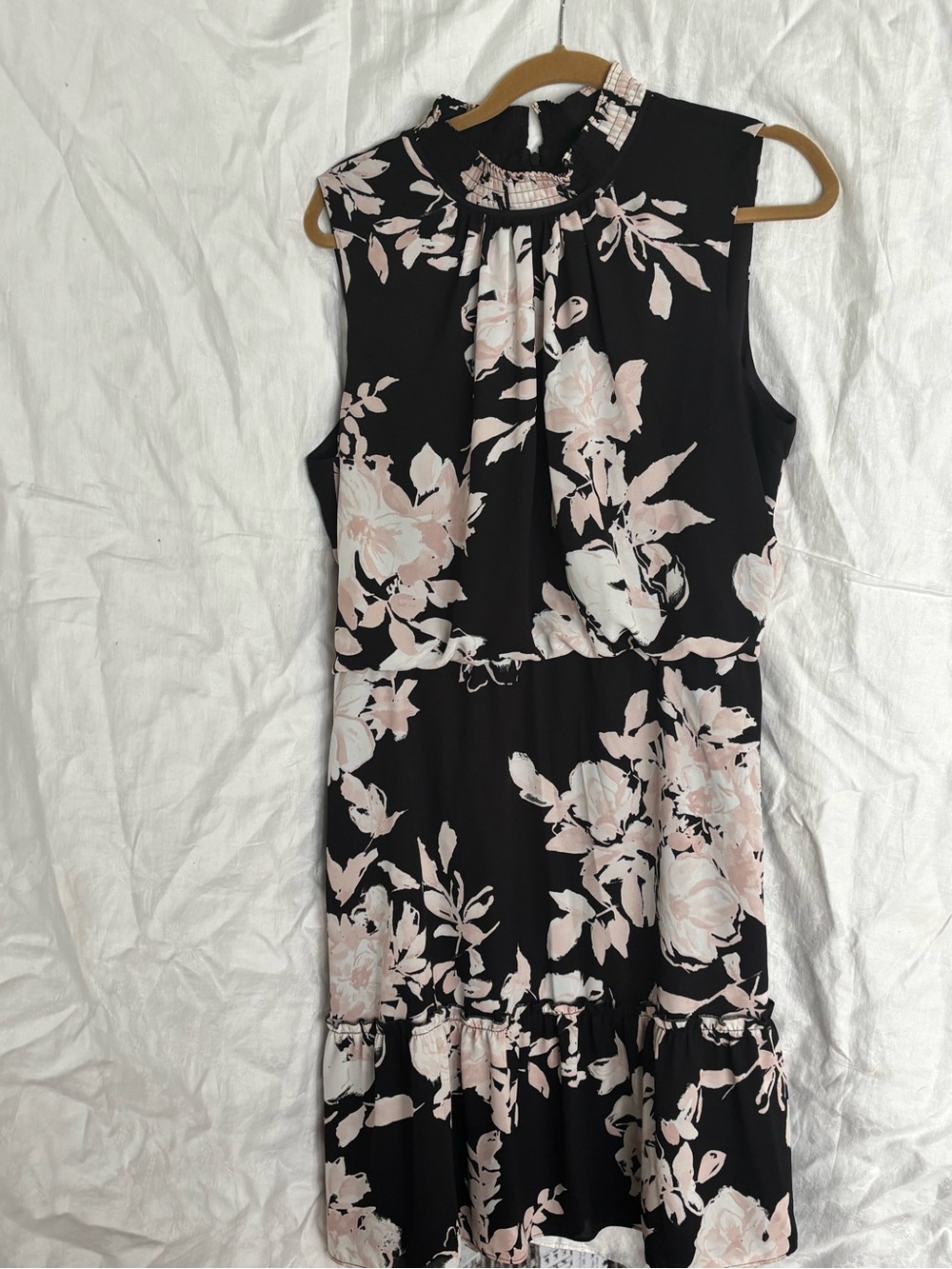 Karl Lagerfeld Black Dress with Blush Floral Print